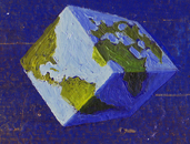 pintura. óleo.  planeta. cuadrado